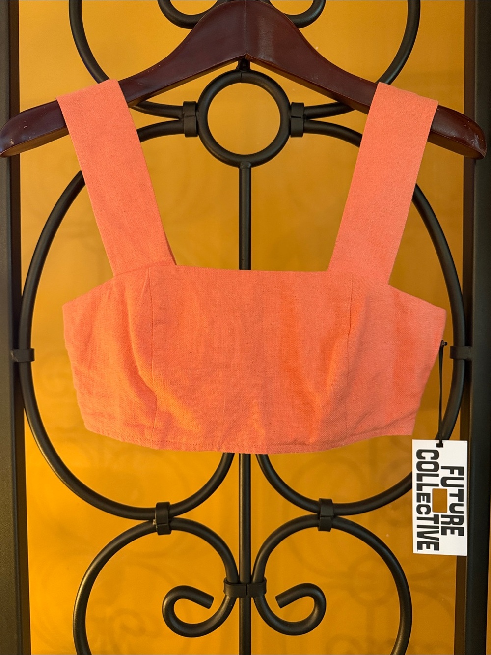 JENNY K LOPEZ X FUTURE COLLECTIVE Linen Square Neck Crop Top
